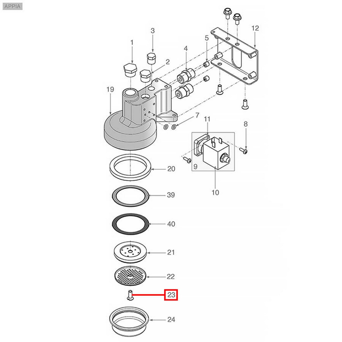 Винт в группу для сеточки NUOVA SIMONELLI M6, L16мм 5115317 Арт.7027